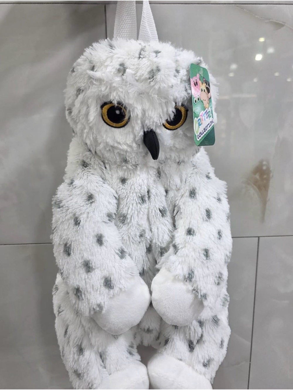 Plush White Snowy Owl Plush kids backpack